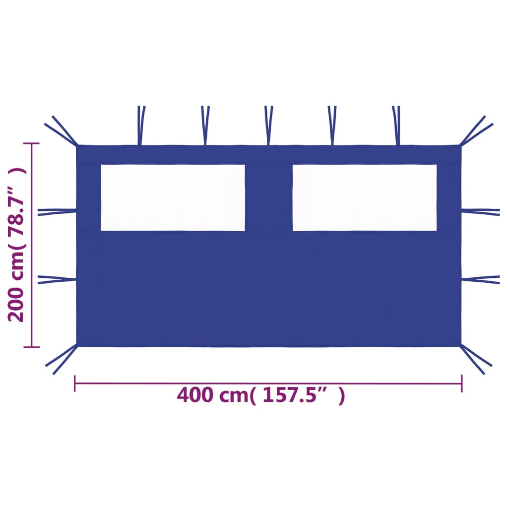vidaXL Paroi latérale de belvédère avec fenêtres 4x2 m Bleu