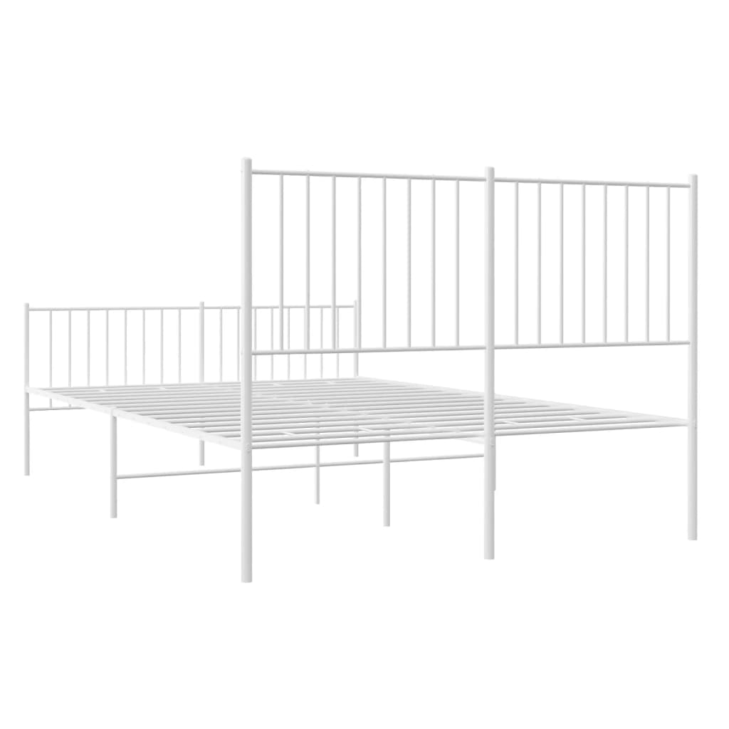 vidaXL Cadre de lit métal sans matelas et pied de lit blanc 140x200 cm