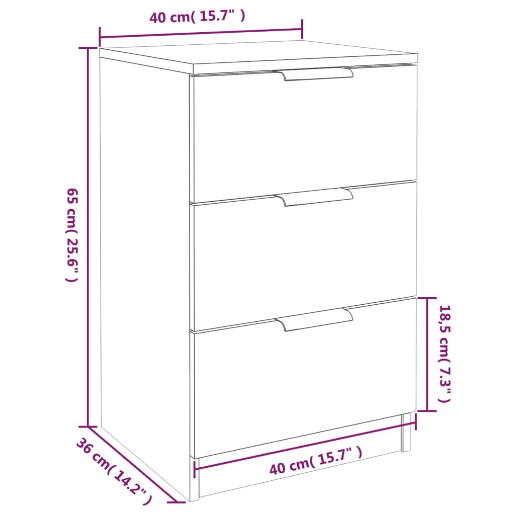 vidaXL Tables de chevet 2 pcs Blanc 40x36x65 cm