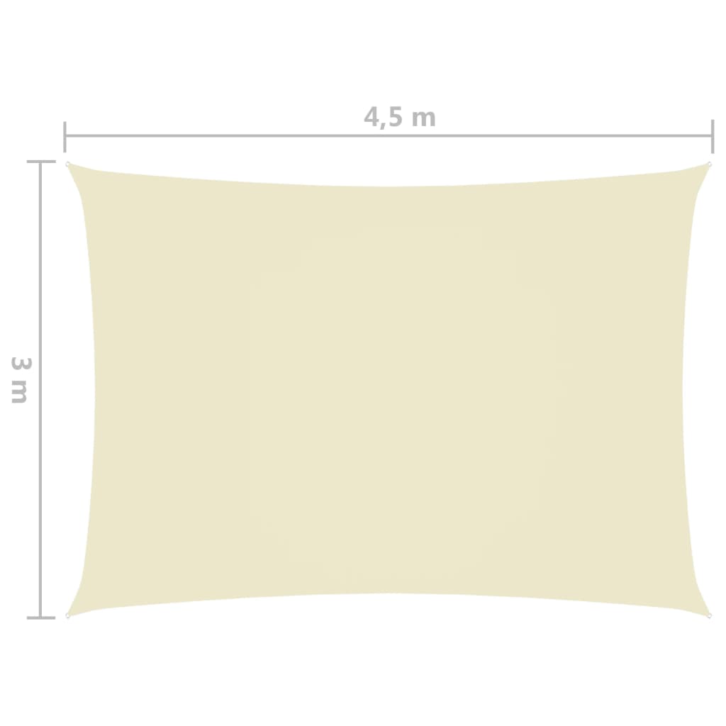 vidaXL Voile de parasol Tissu Oxford rectangulaire 3x4,5 m Crème