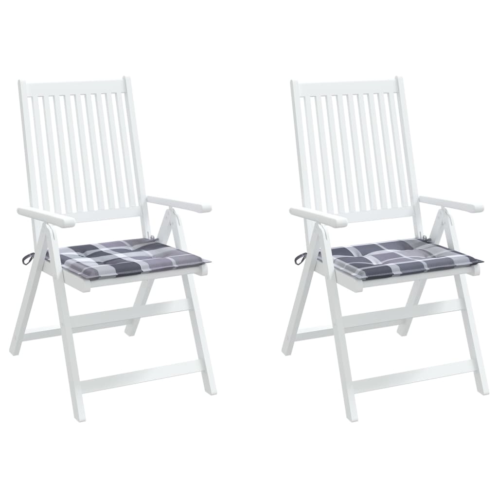 vidaXL Coussins de chaise de jardin lot de 2 carreaux gris 40x40x3 cm