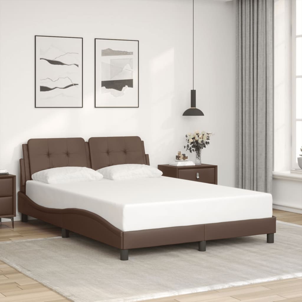 vidaXL Cadre de lit avec LED sans matelas marron 140x200 cm