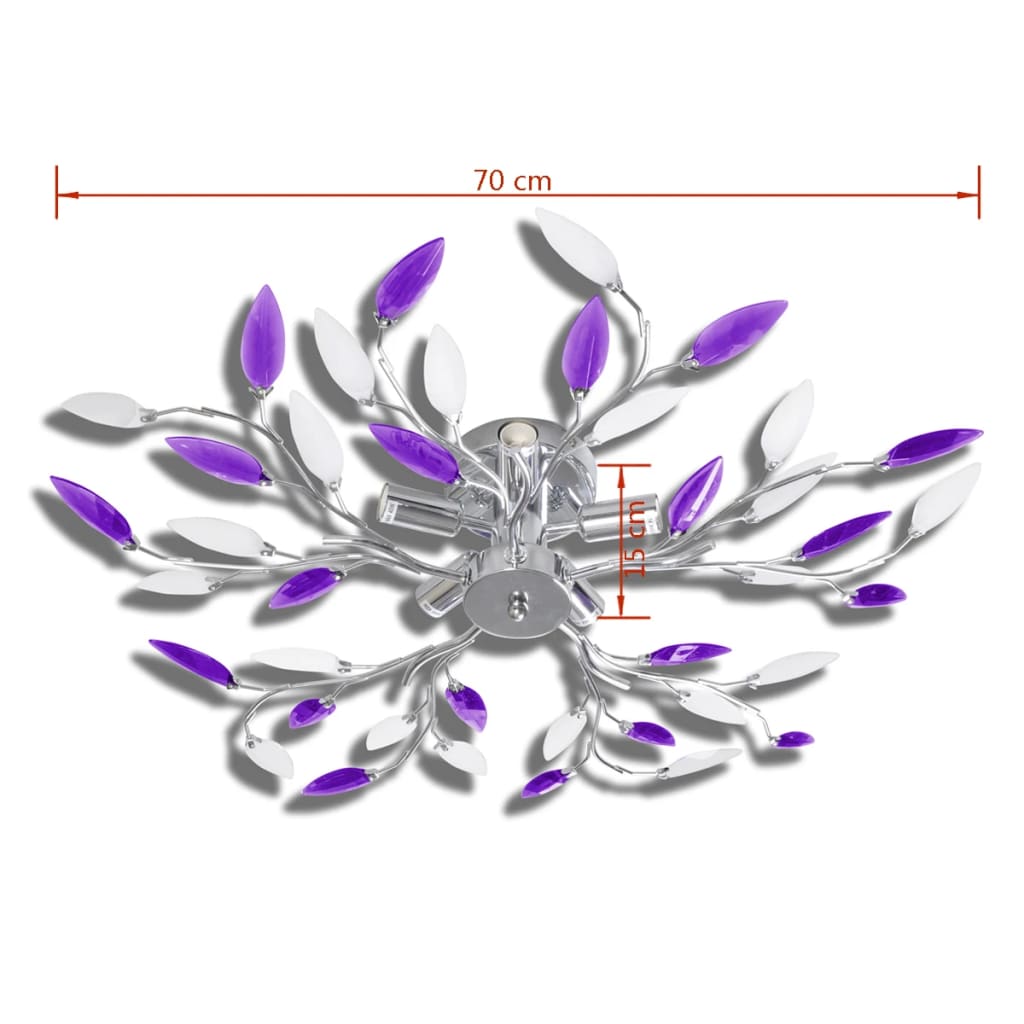 vidaXL Plafonnier avec bras en acrylique Violet et blanc 5ampoules E14