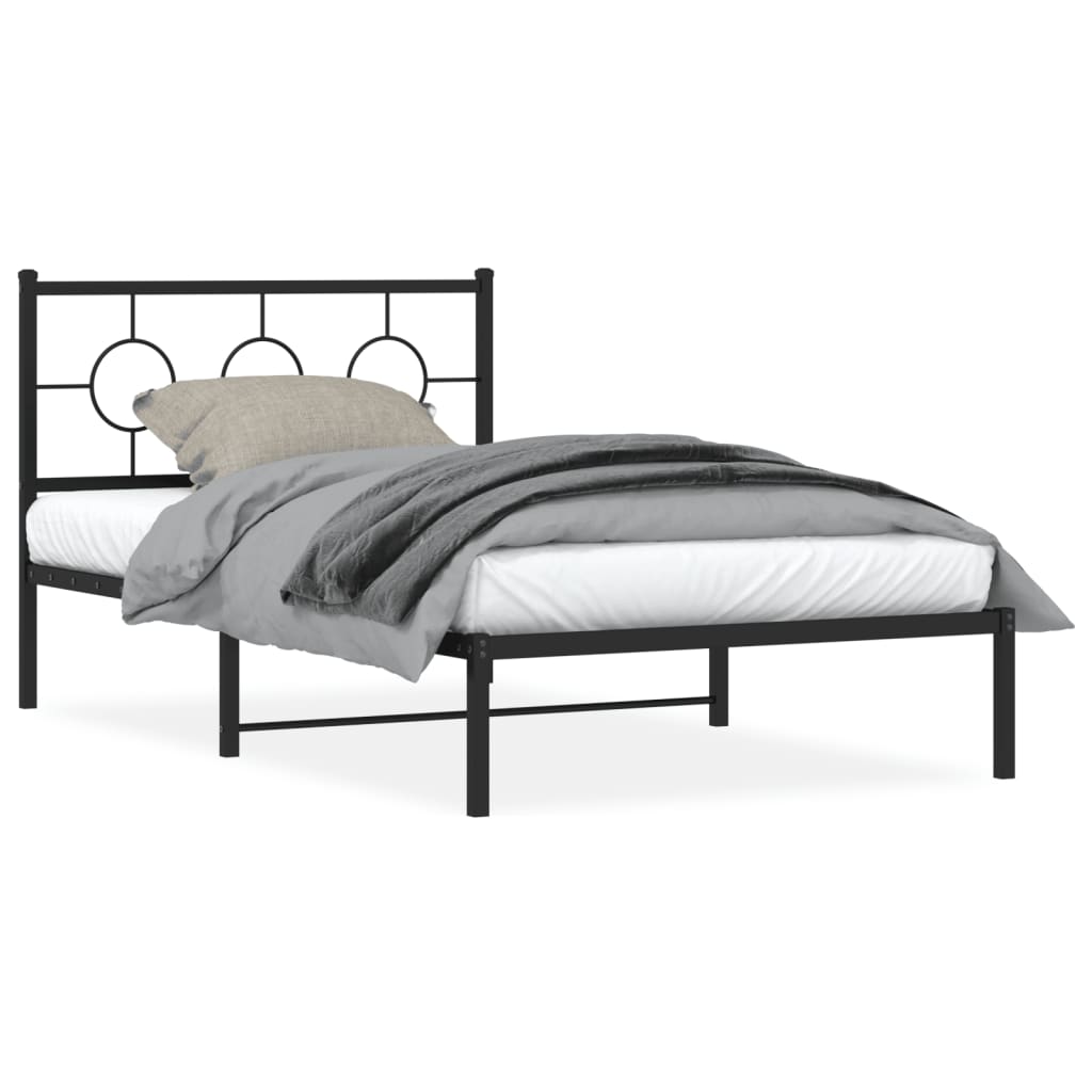 vidaXL Cadre de lit métal sans matelas avec tête de lit noir 107x203cm