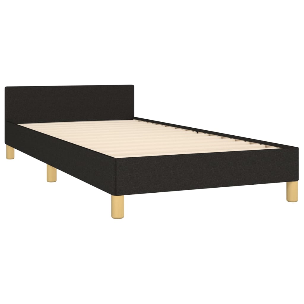 vidaXL Cadre de lit avec tête de lit sans matelas noir 90x190 cm tissu