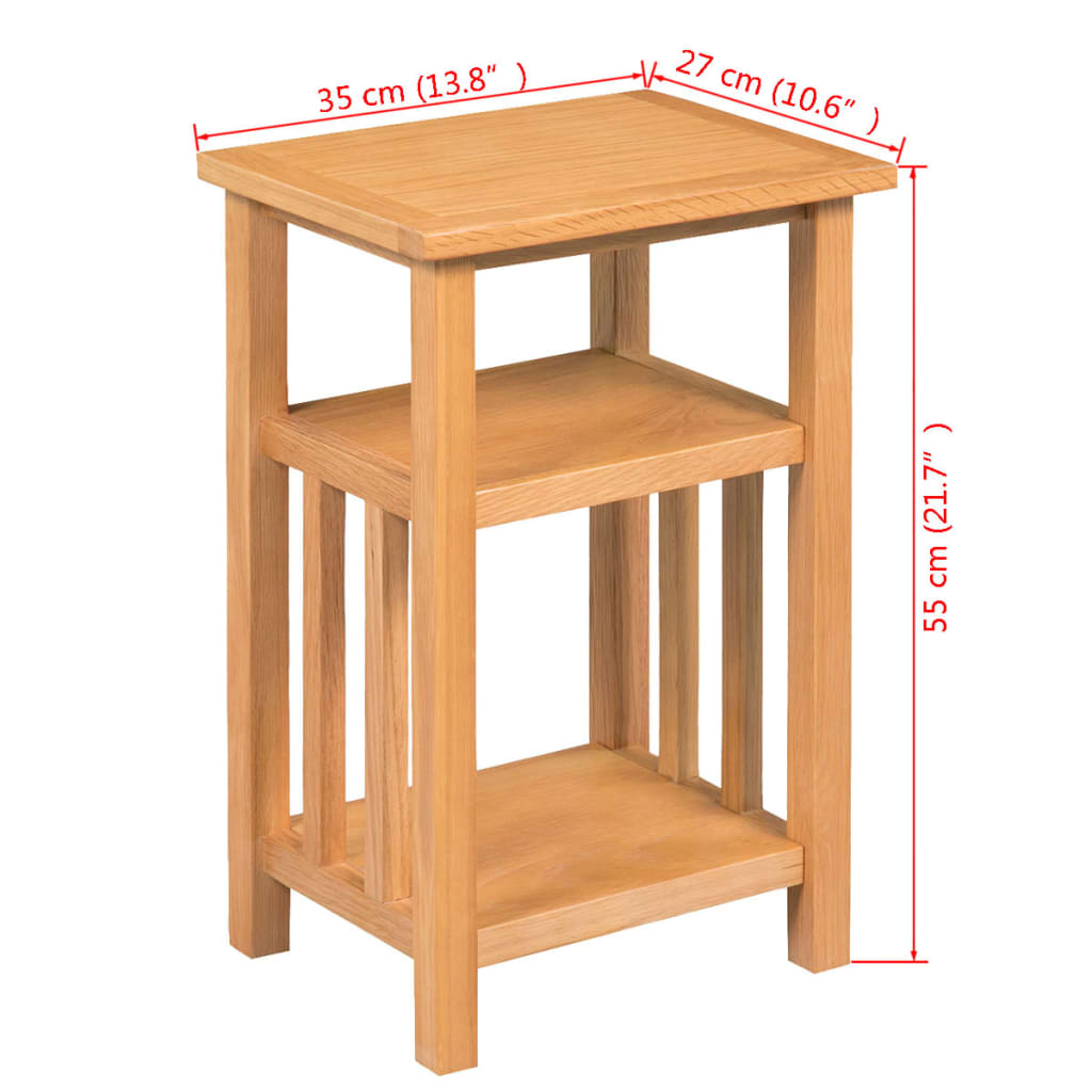 vidaXL Table d'appoint avec étagère à revues Chêne massif 27x35x55 cm