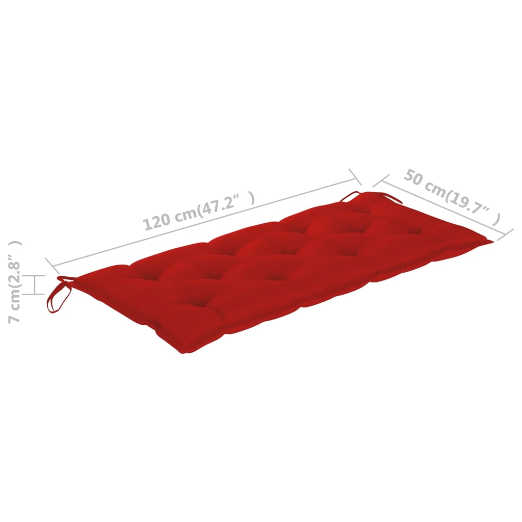 vidaXL Balancelle avec coussin rouge 170 cm Bois de teck solide