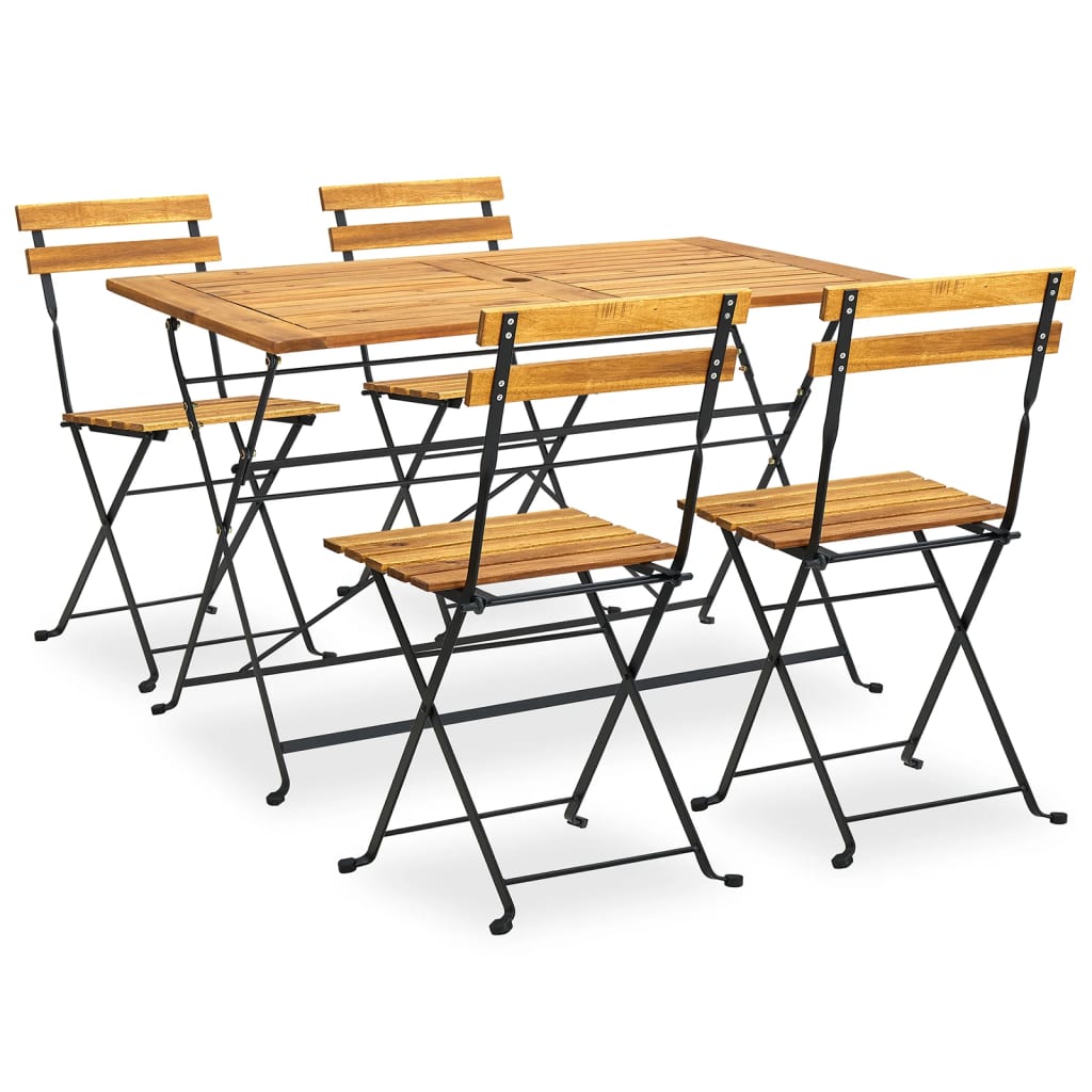 vidaXL Ensemble à manger d'extérieur pliable 5pcs Bois d'acacia solide