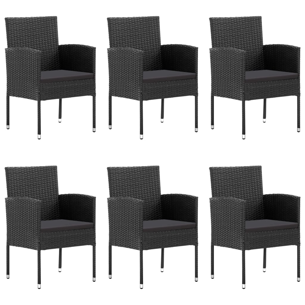 vidaXL Ensemble à dîner de jardin 7 pcs Résine tressée Noir