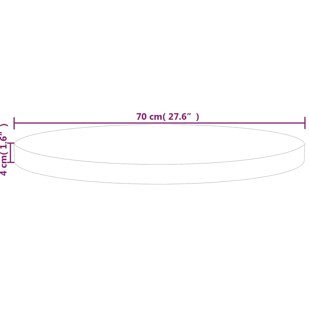 vidaXL Dessus de table rond Ø70x4 cm Bois de chêne massif non traité