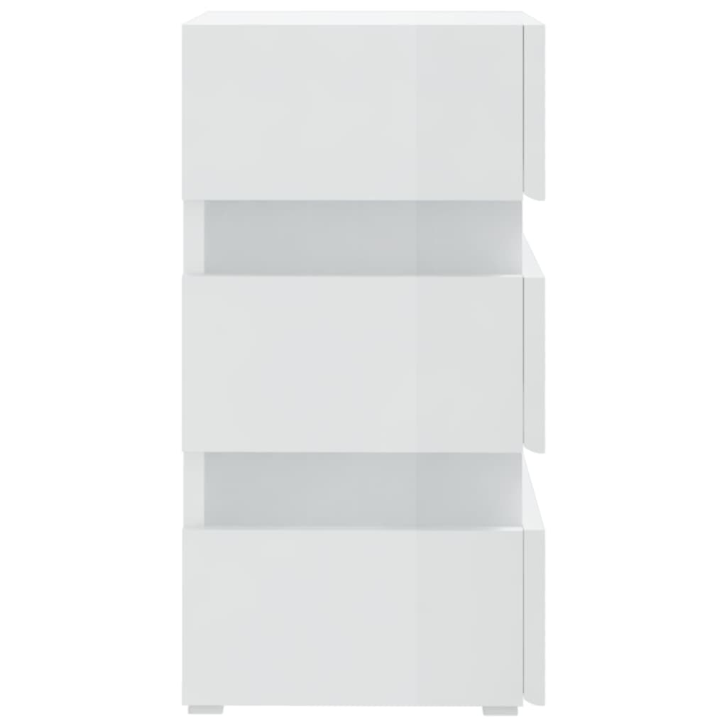 vidaXL Table de chevet à LED blanc brillant 45x35x67 cm
