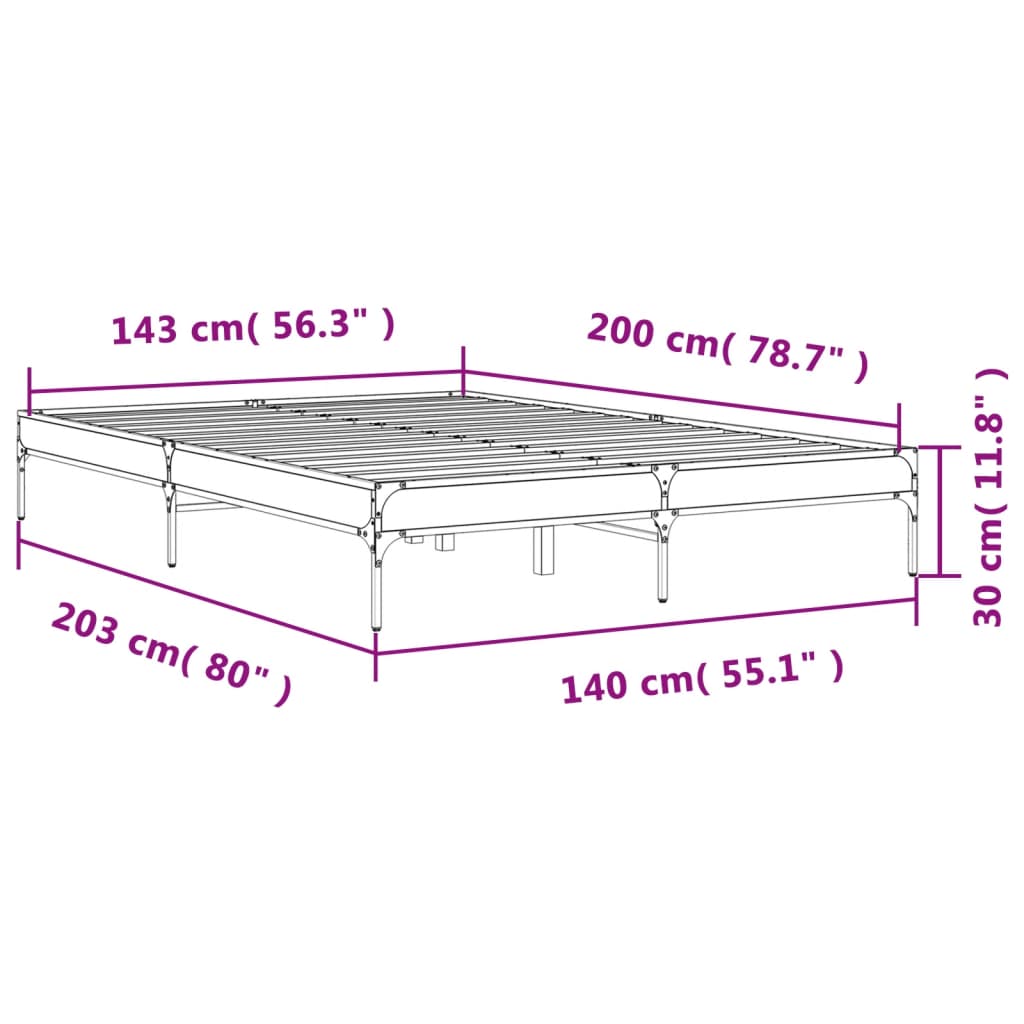 vidaXL Cadre de lit sans matelas chêne sonoma 140x200 cm