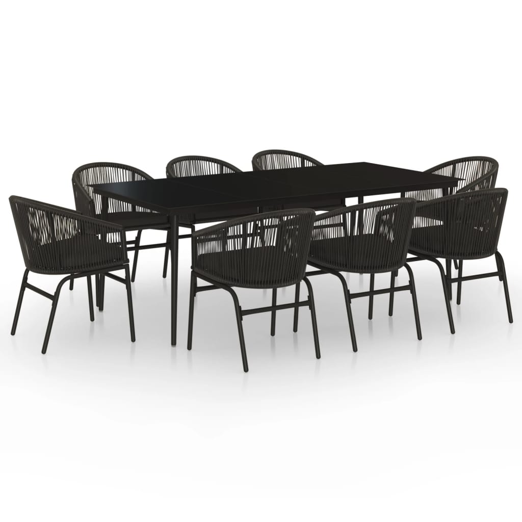 vidaXL Ensemble à manger de jardin 9 pcs Noir