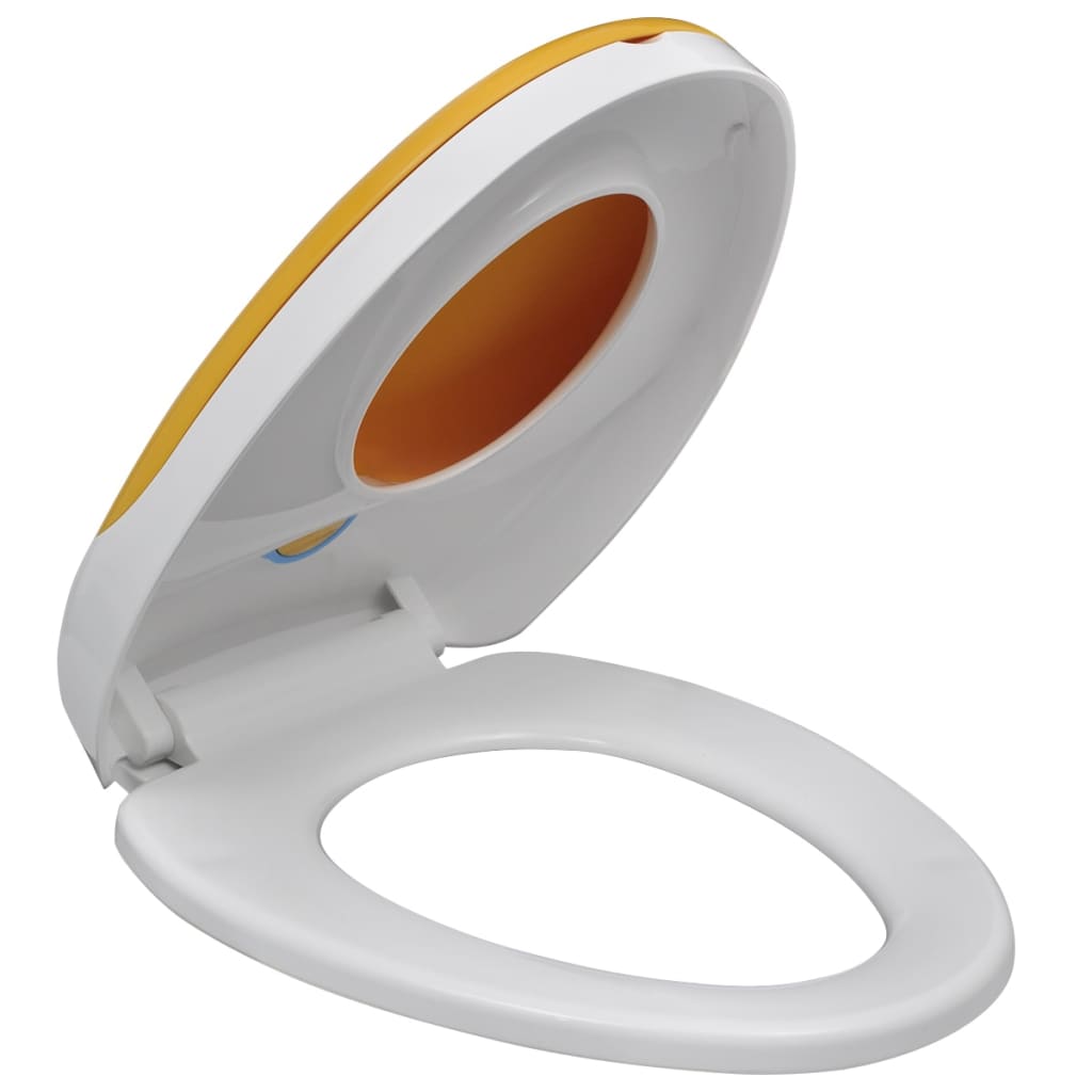 vidaXL Siège de toilette à fermeture en douceur Blanc et jaune