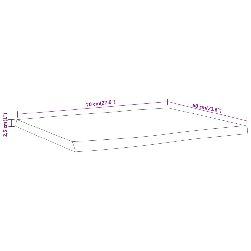 vidaXL Dessus de table 70x60x2,5 cm rectangulaire bois massif acacia