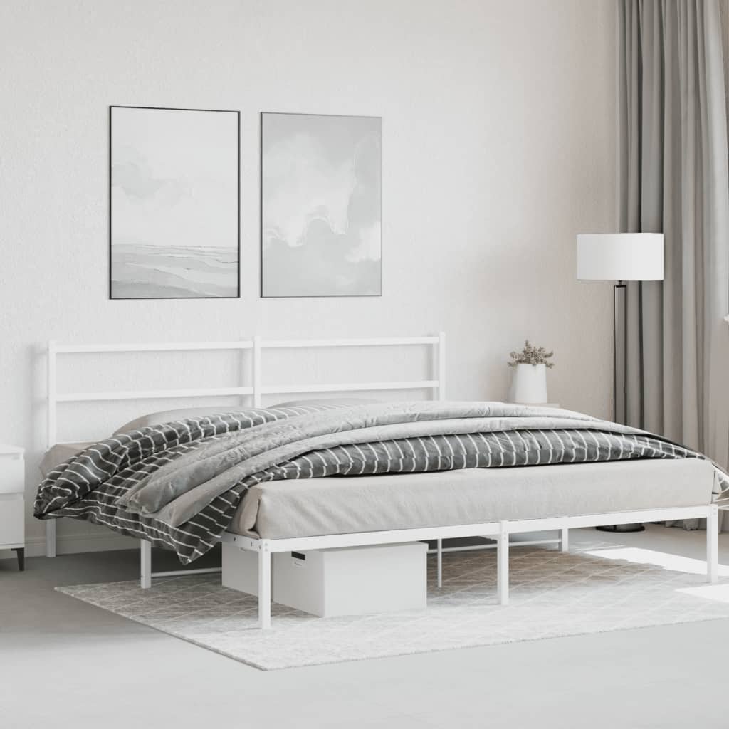 vidaXL Cadre de lit métal sans matelas et tête de lit blanc 193x203 cm