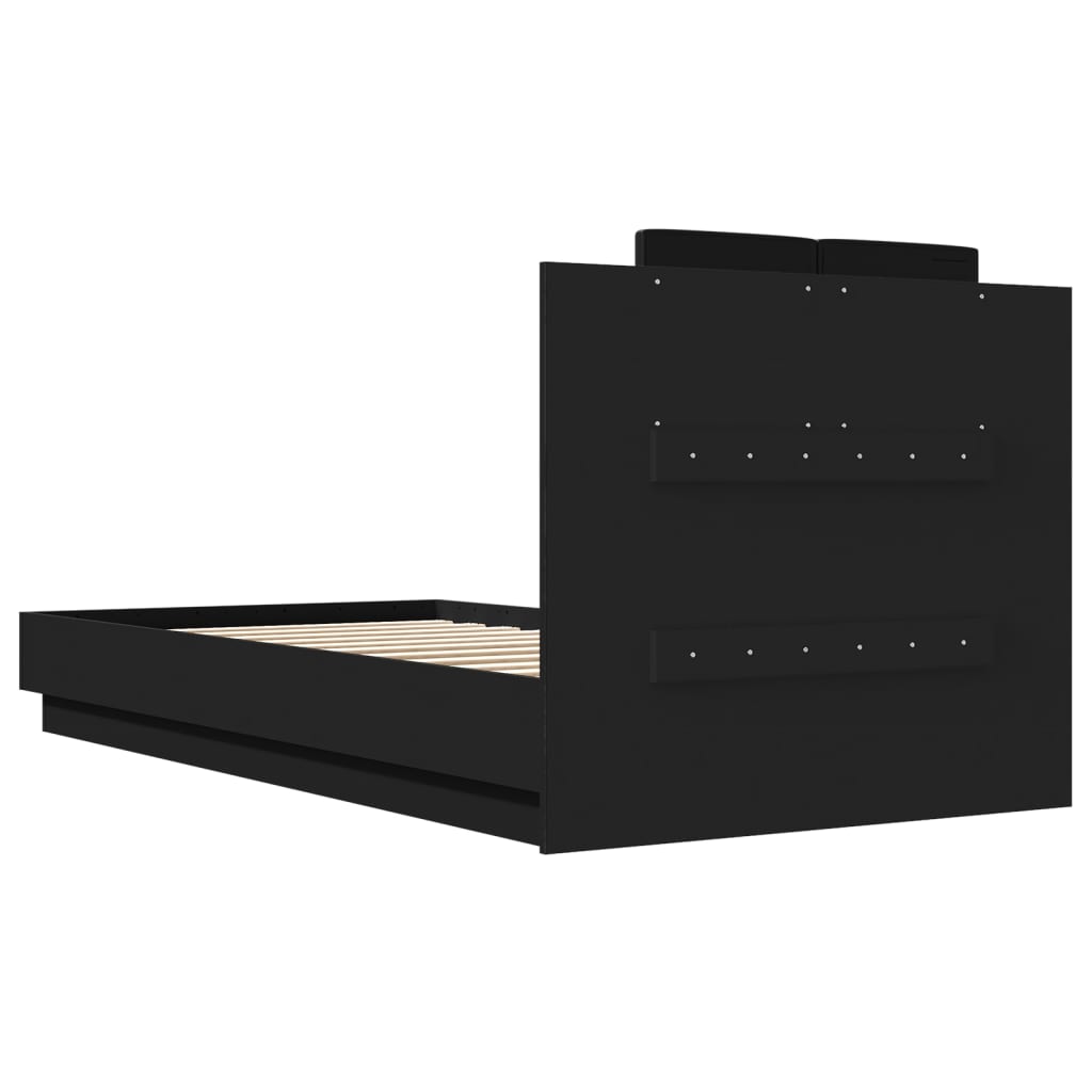 vidaXL Cadre de lit avec tête de lit et lumières LED noir 75x190 cm
