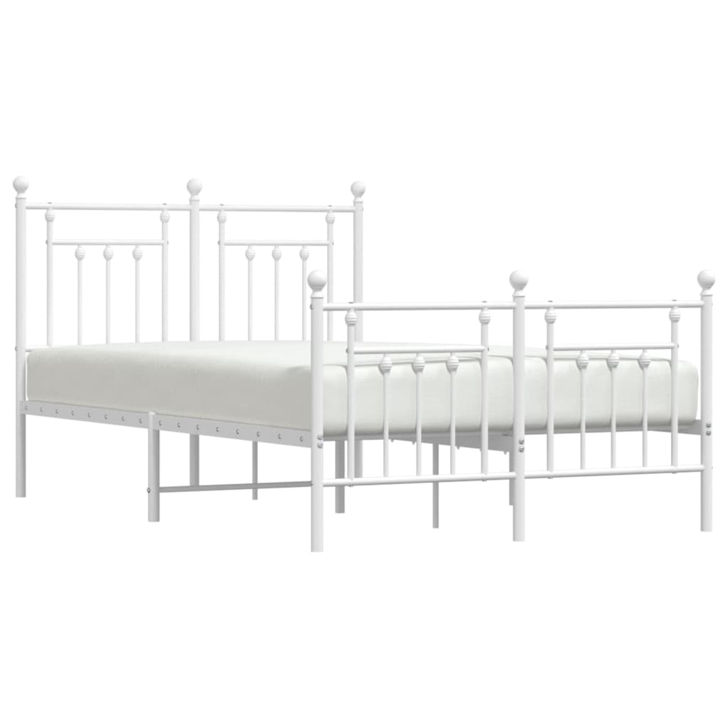 vidaXL Cadre de lit métal sans matelas et pied de lit blanc 135x190 cm