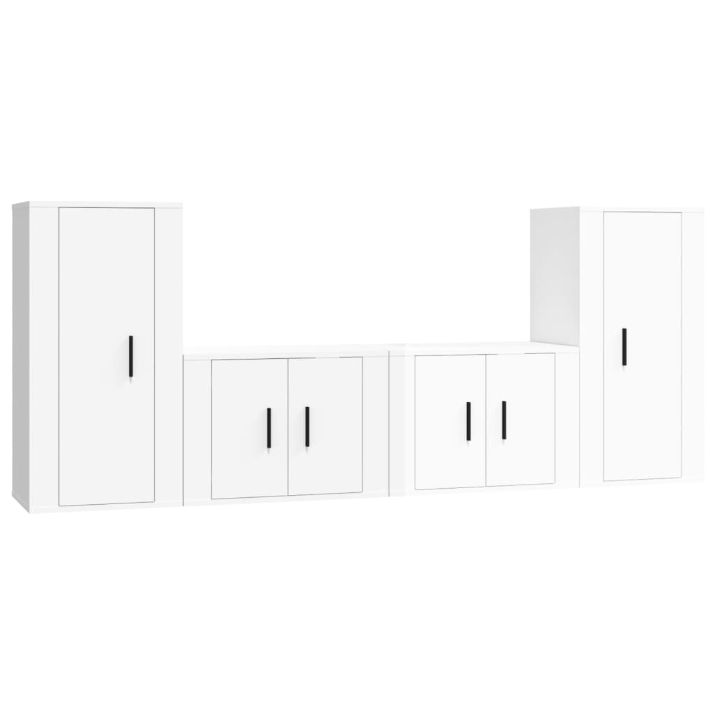 vidaXL Ensemble de meubles TV 4 pcs Blanc brillant Bois d'ingénierie