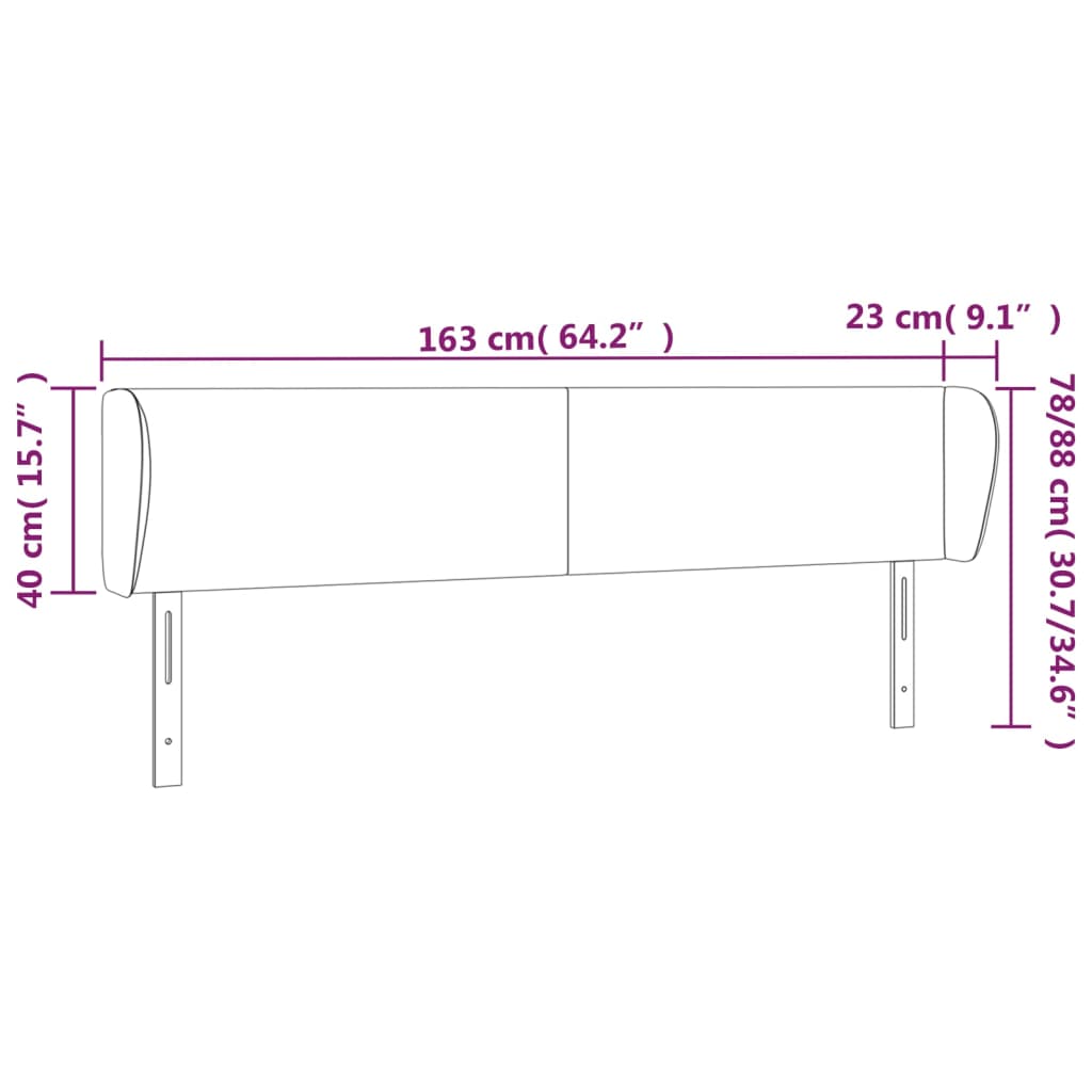 vidaXL Tête de lit avec oreilles Bleu 163x23x78/88 cm Tissu