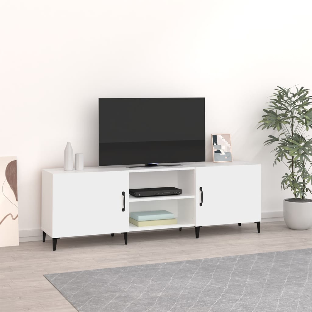 vidaXL Meuble TV blanc 150x30x50 cm bois d'ingénierie