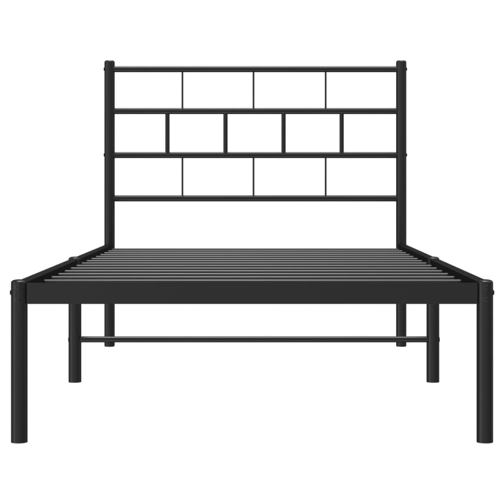 vidaXL Cadre de lit métal sans matelas avec tête de lit noir 107x203cm