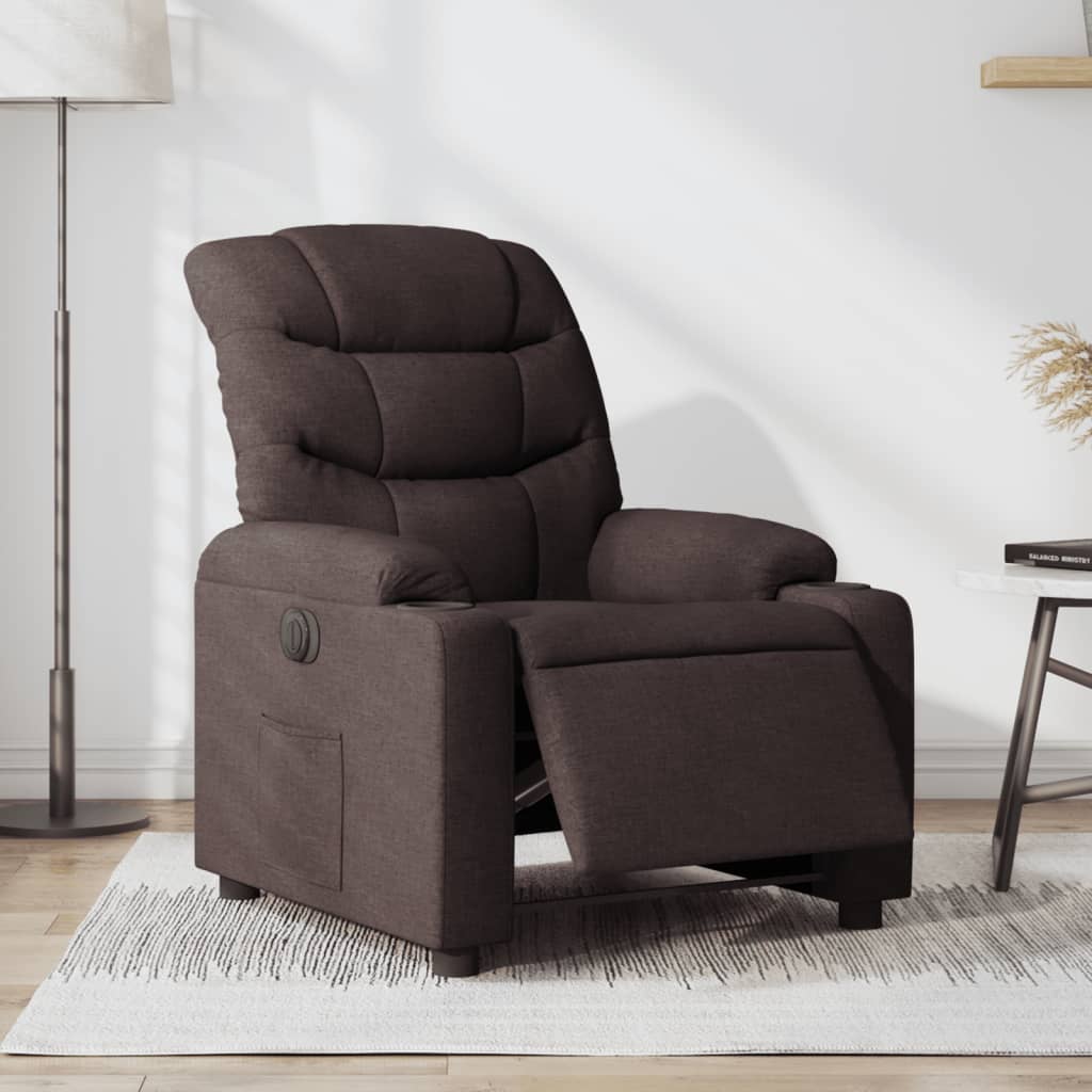 vidaXL Fauteuil inclinable électrique Marron foncé Tissu