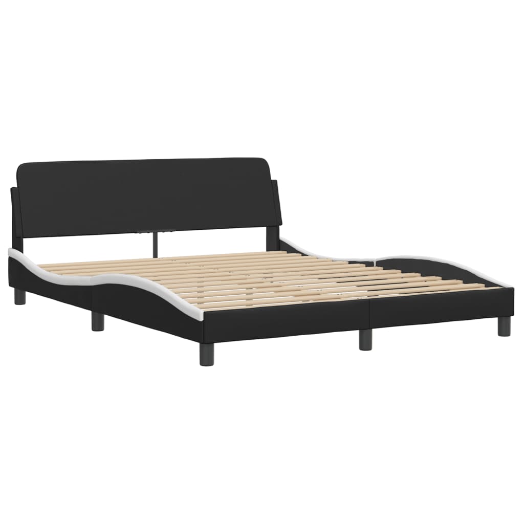 vidaXL Cadre de lit sans matelas noir et blanc 160x200 cm similicuir