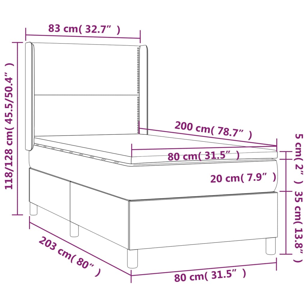 vidaXL Sommier à lattes de lit matelas LED Vert foncé 80x200cm Velours