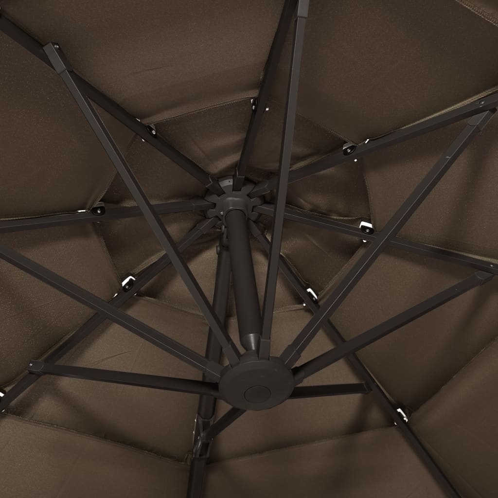 vidaXL Parasol de jardin à 4 niveaux avec mât en aluminium taupe 3x3 m