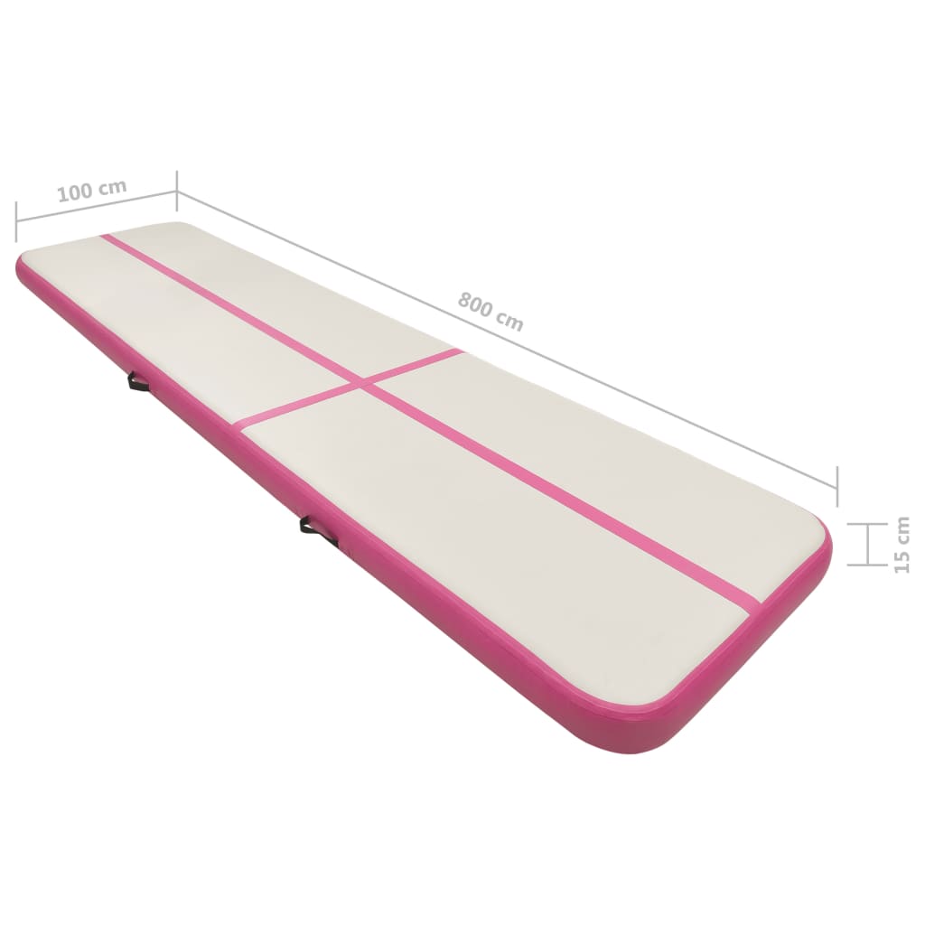 vidaXL Tapis gonflable de gymnastique avec pompe 800x100x15cm PVC Rose