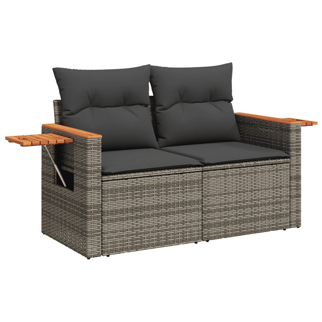 vidaXL Salon de jardin 8 pcs avec coussins gris résine tressée