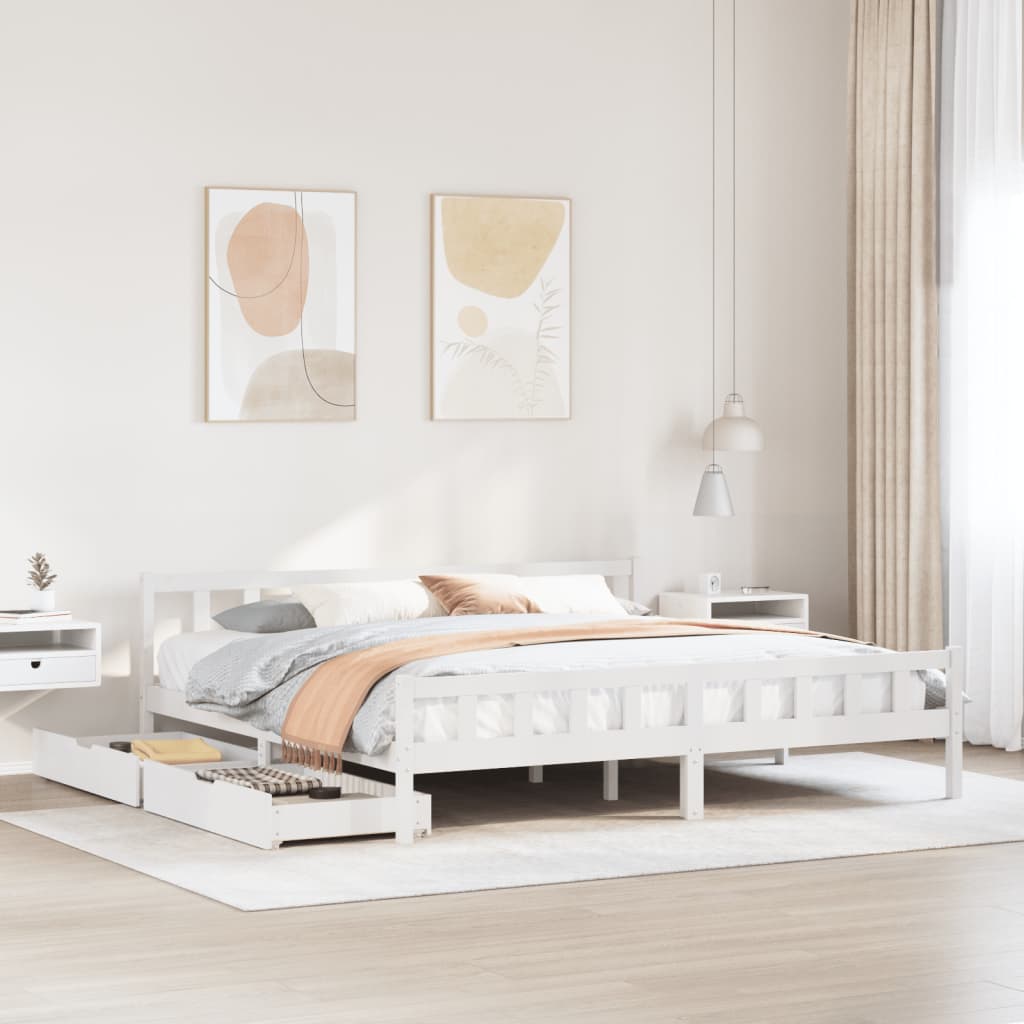 vidaXL Cadre de lit sans matelas blanc 180x200 cm bois massif de pin