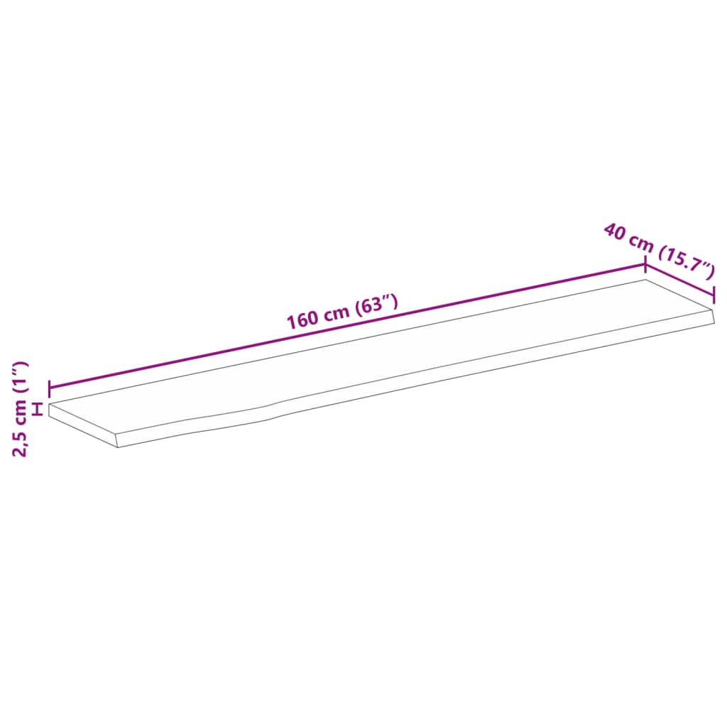 vidaXL Dessus de table à bord vivant 160x40x2,5cm bois massif manguier