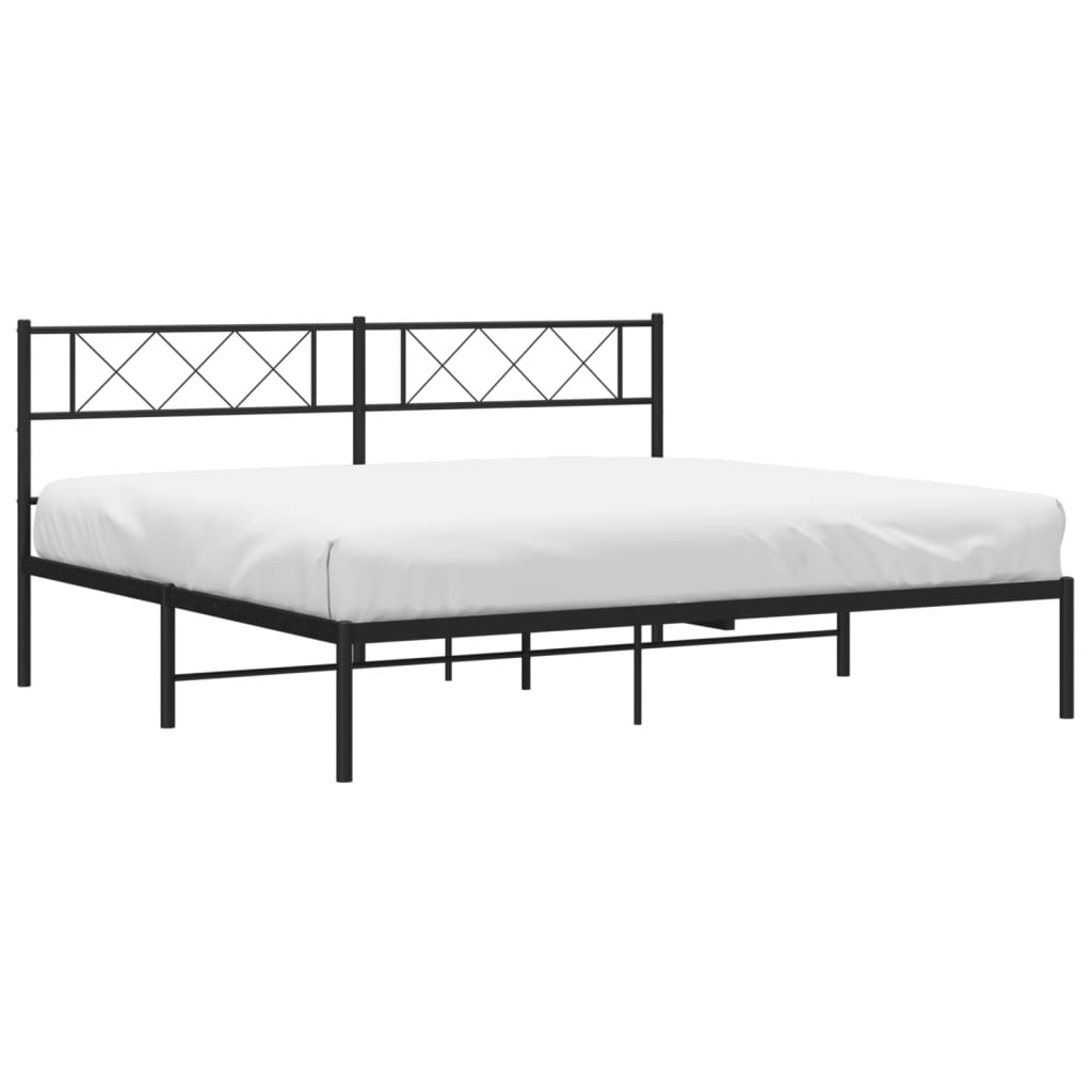 vidaXL Cadre de lit métal sans matelas avec tête de lit noir 200x200cm