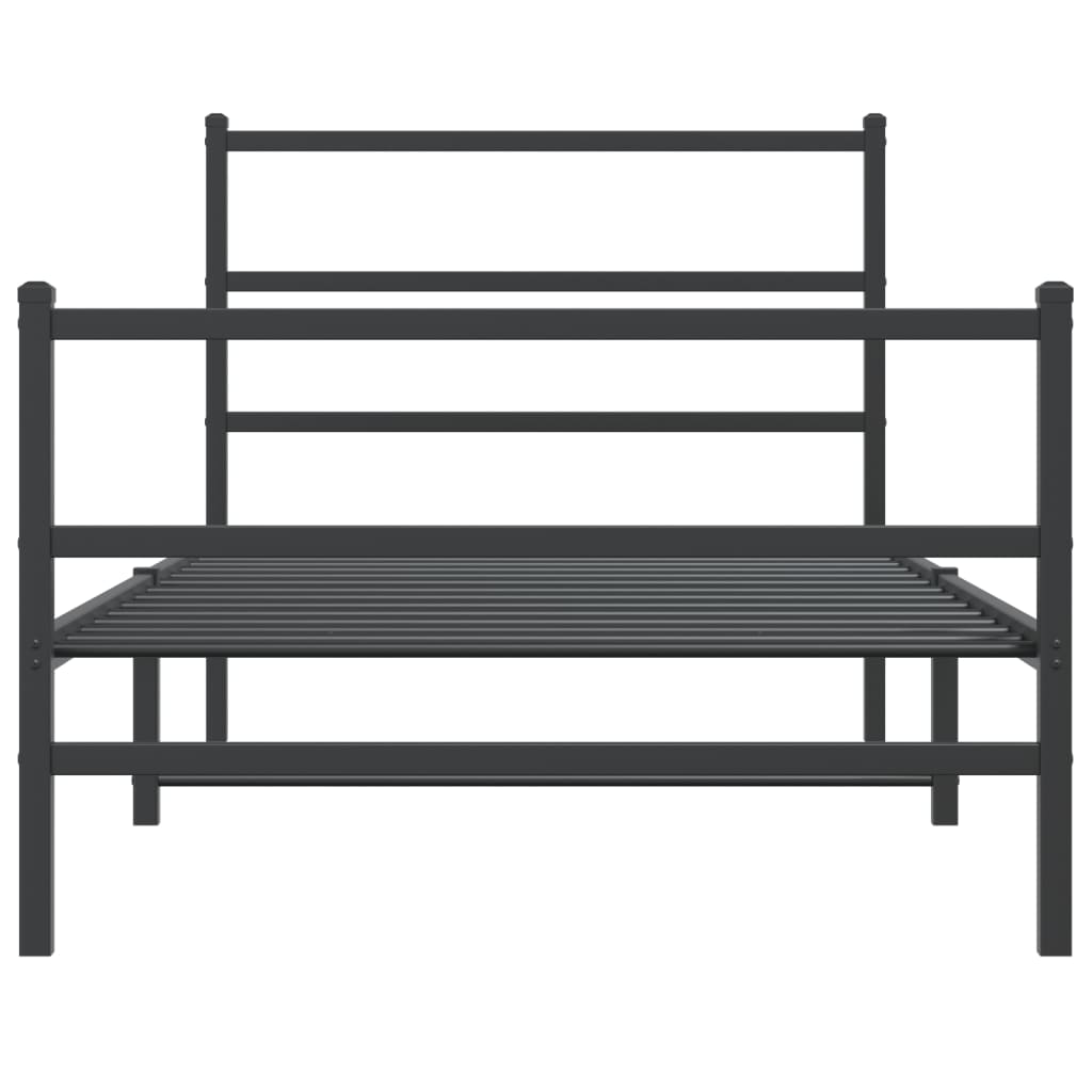 vidaXL Cadre de lit métal sans matelas avec pied de lit noir 100x190cm