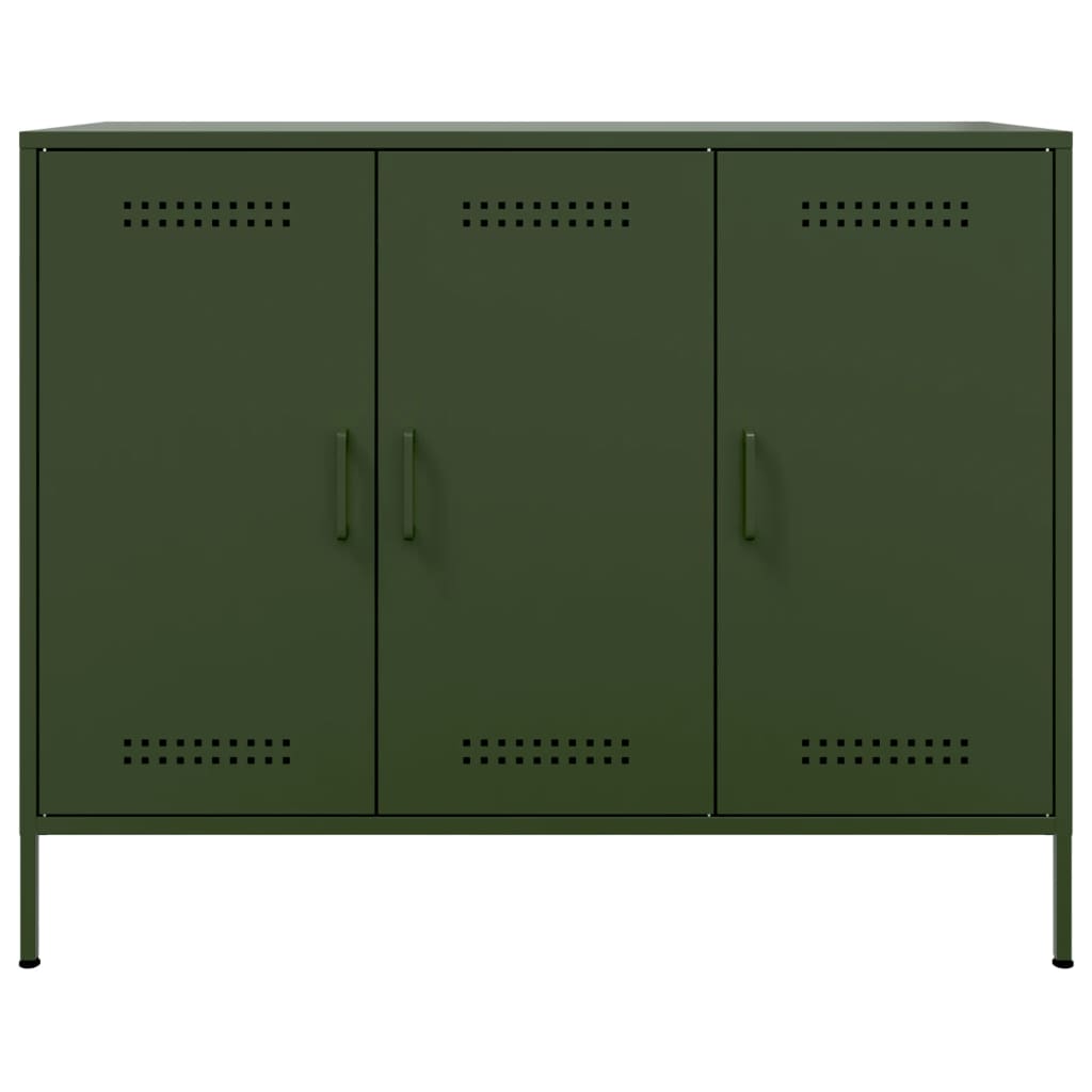 vidaXL Buffet vert olive 100,5x39x79 cm acier laminé à froid