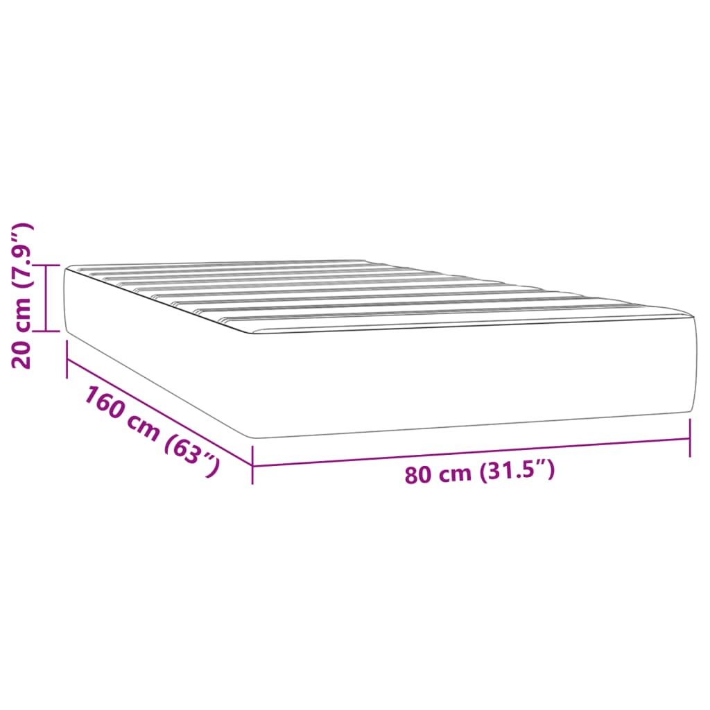 vidaXL Matelas à ressorts ensachés pour enfants taupe 80x160 cm tissu