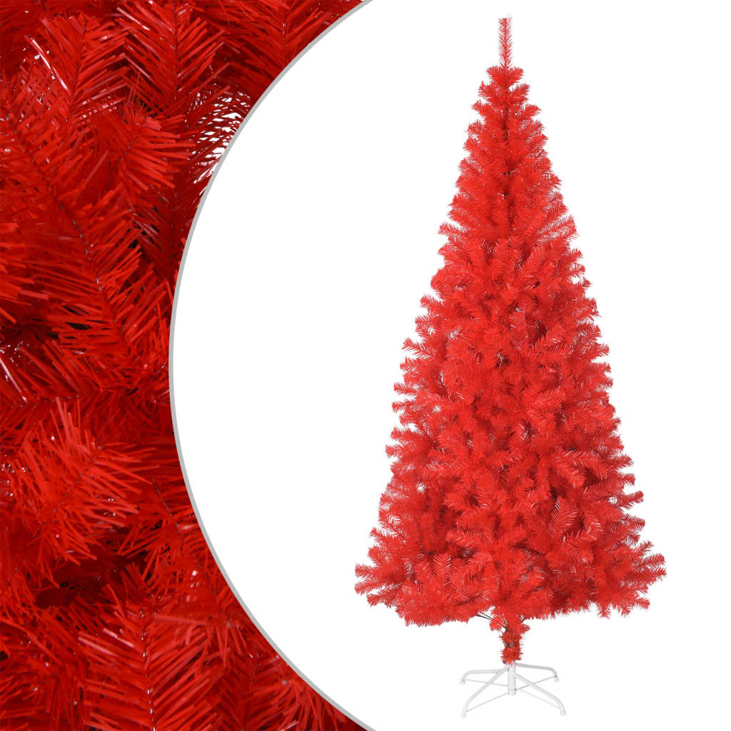 vidaXL Sapin de Noël artificiel avec support rouge 180 cm PVC