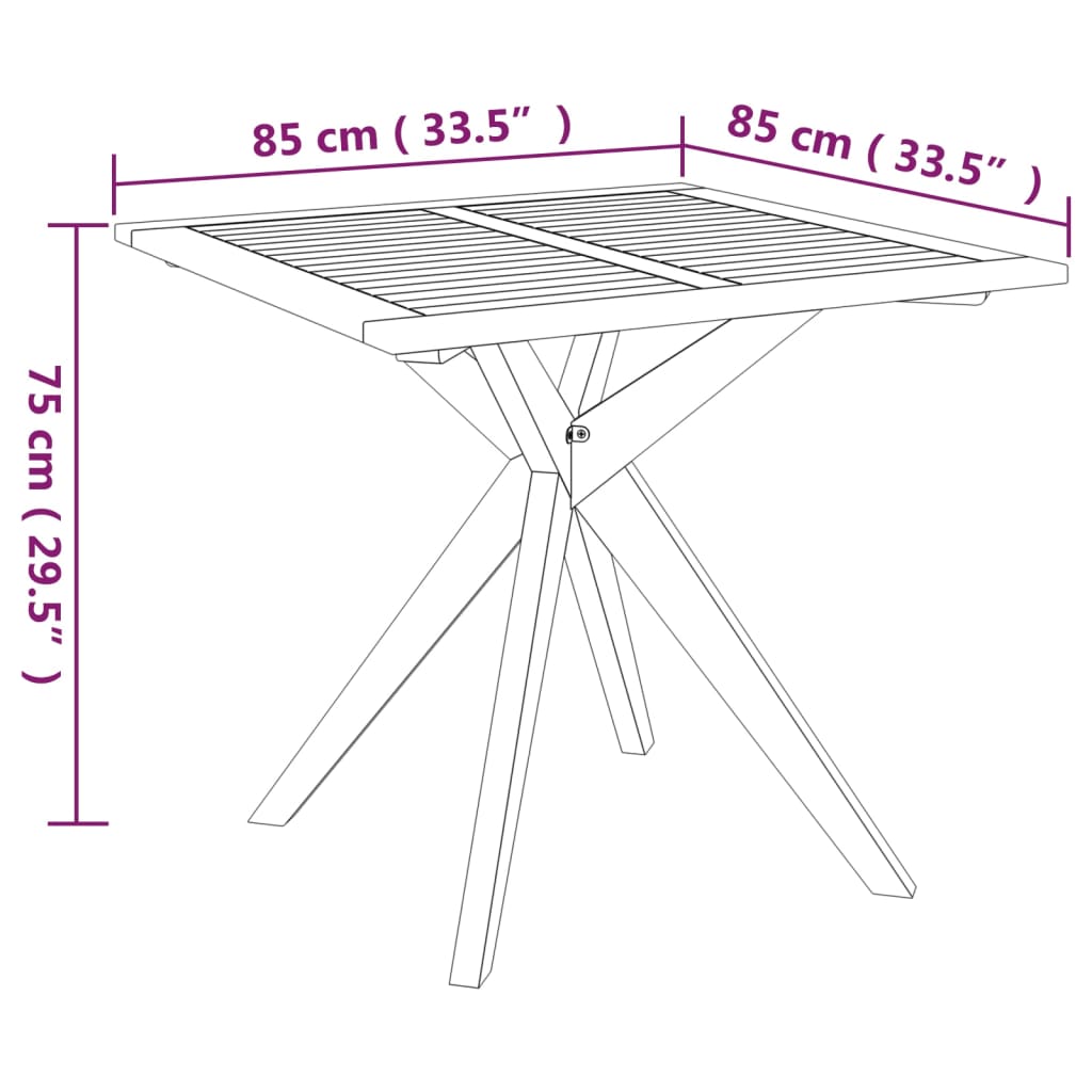 vidaXL Table de jardin 85x85x75 cm Bois d'acacia solide