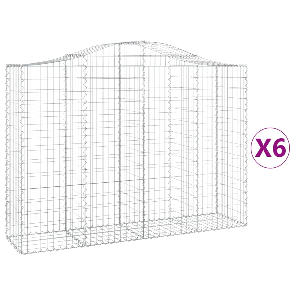 vidaXL Paniers à gabions arqués 6 pcs 200x50x140/160 cm Fer galvanisé