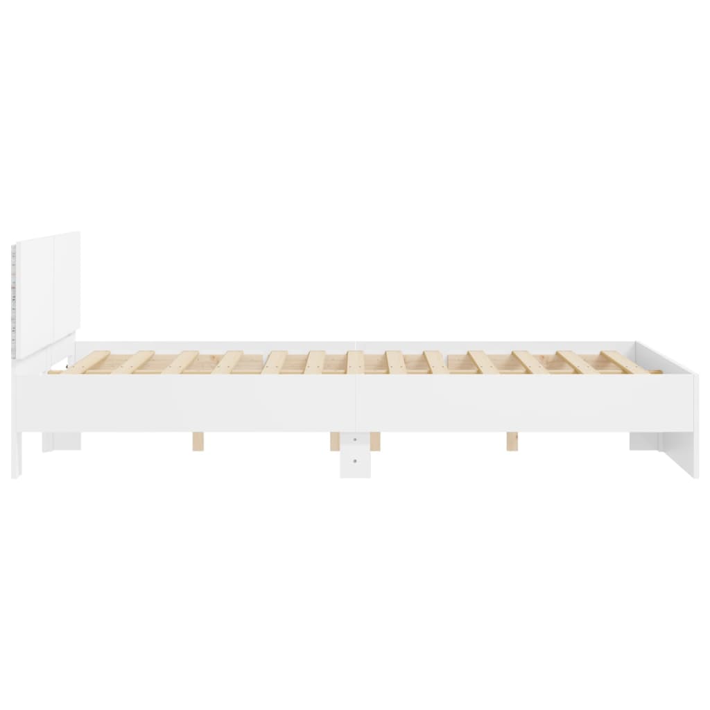 vidaXL Cadre de lit avec tête de lit et LED blanc 150x200 cm