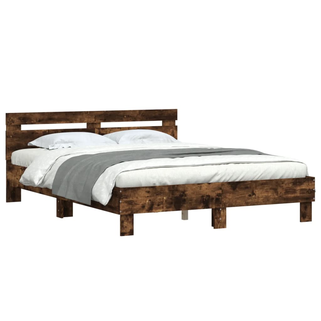 vidaXL Cadre de lit sans matelas chêne fumé 140x190 cm