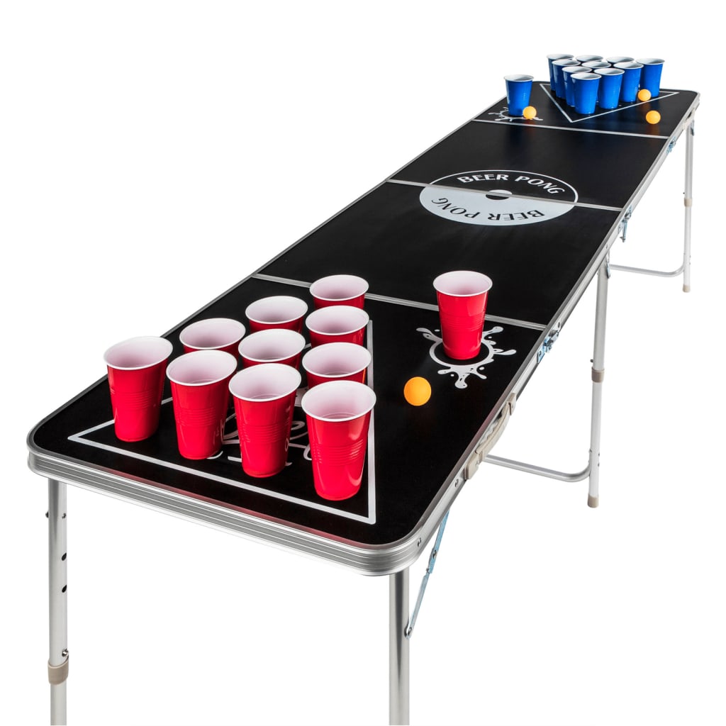 HI Table de bière-pong pliable réglable en hauteur Noir
