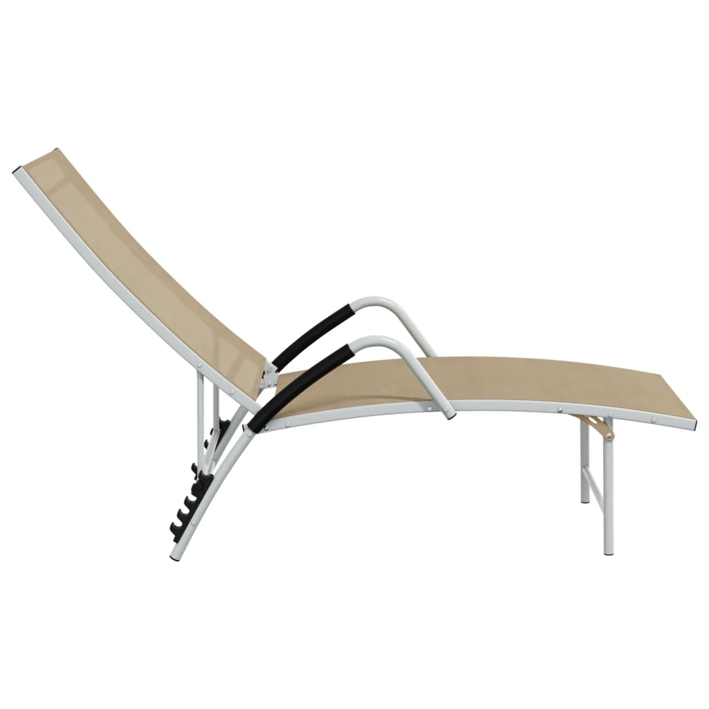 vidaXL Chaise longue Textilène et aluminium Crème