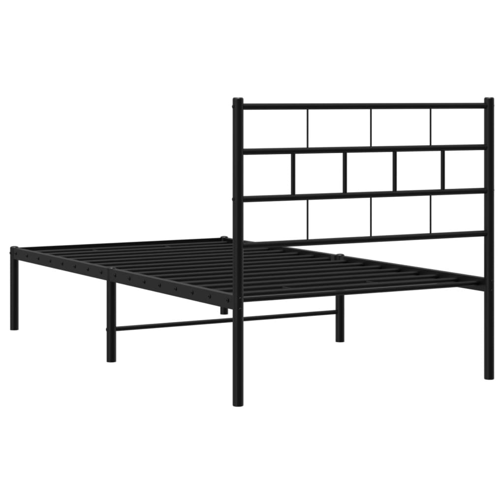 vidaXL Cadre de lit métal sans matelas avec tête de lit noir 100x190cm