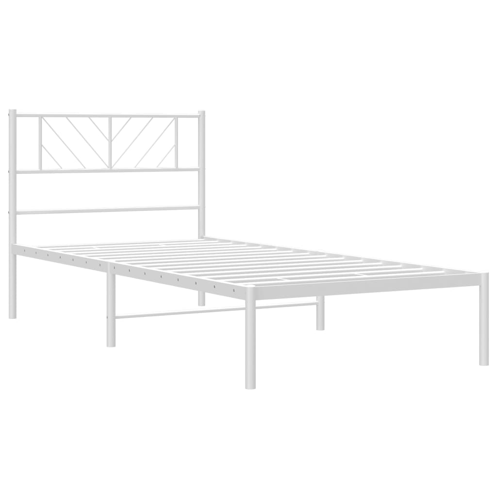 vidaXL Cadre de lit métal sans matelas avec tête de lit blanc 90x200cm