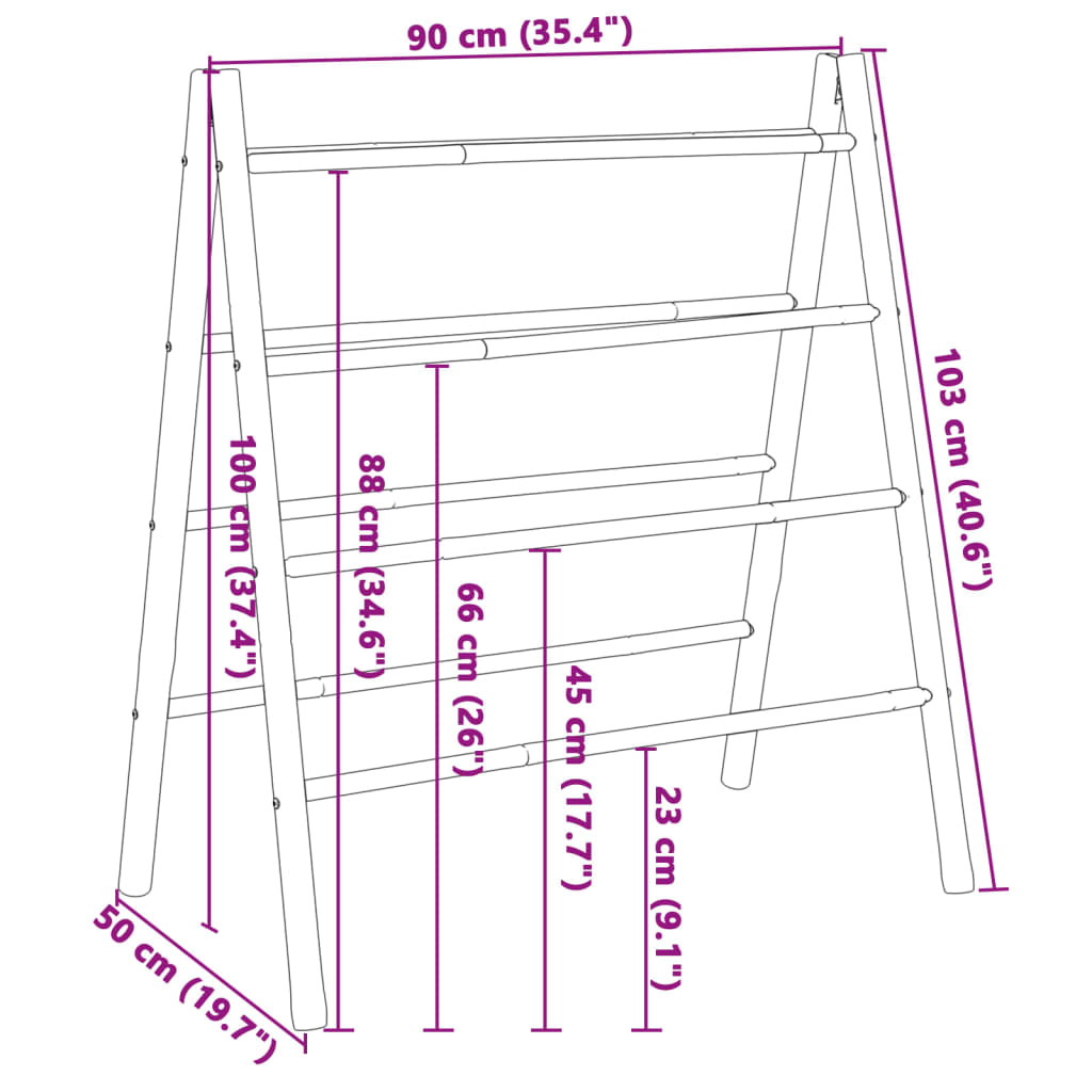 vidaXL Échelle à serviettes double avec 4 échelons 90x50x100 cm bambou