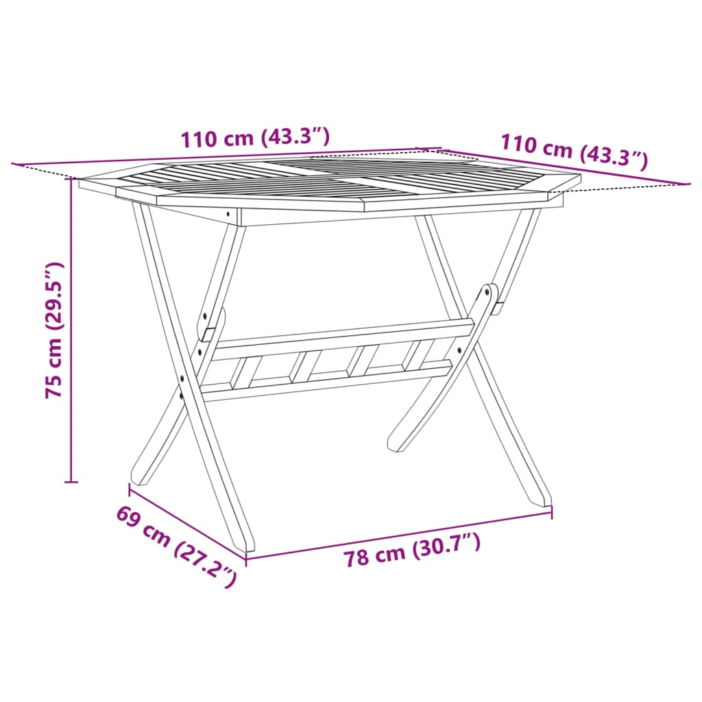 vidaXL Ensemble à manger de jardin pliable 5 pcs bois massif d’acacia