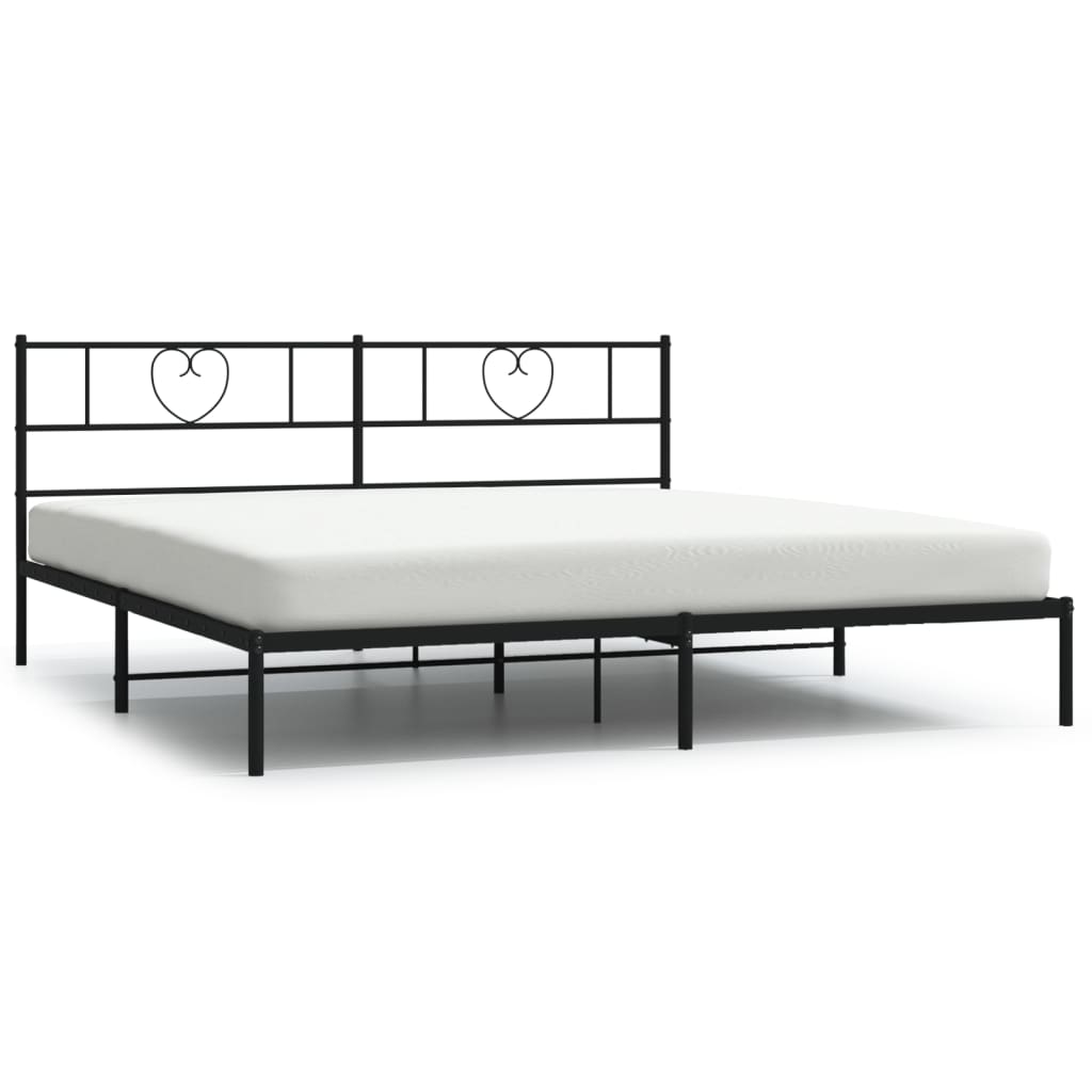 vidaXL Cadre de lit métal sans matelas avec tête de lit noir 183x213cm